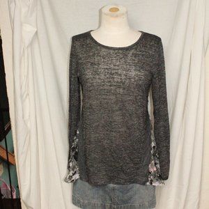 Long sleeve Blouse Grey and Floral szM